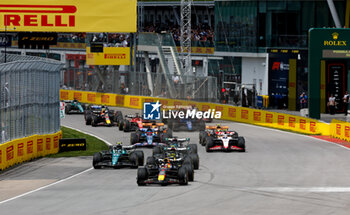 2023-06-18 - start of the race, depart, 01 VERSTAPPEN Max (nld), Red Bull Racing RB19, action 14 ALONSO Fernando (spa), Aston Martin F1 Team AMR23, action 44 HAMILTON Lewis (gbr), Mercedes AMG F1 Team W14, action during the Formula 1 Pirelli Grand Prix du Canada, 8th round of the 2023 Formula One World Championship from June 16 to 18, 2023 on the Circuit Gilles Villeneuve, in Montréal, Canada - F1 - CANADIAN GRAND PRIX 2023 - RACE - FORMULA 1 - MOTORS