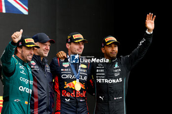 2023-06-18 - ALONSO Fernando (spa), Aston Martin F1 Team AMR23, portrait NEWEY Adrian (gbr), Chief Technical Officer of Red Bull Racing, portrait VERSTAPPEN Max (ned), Red Bull Racing RB19, portrait HAMILTON Lewis (gbr), Mercedes AMG F1 Team W14, portrait podium during the Formula 1 Pirelli Grand Prix du Canada, 8th round of the 2023 Formula One World Championship from June 16 to 18, 2023 on the Circuit Gilles Villeneuve, in Montréal, Canada - F1 - CANADIAN GRAND PRIX 2023 - RACE - FORMULA 1 - MOTORS