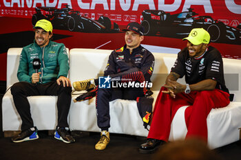 2023-06-18 - VERSTAPPEN Max (ned), Red Bull Racing RB19, portrait ALONSO Fernando (spa), Aston Martin F1 Team AMR23, portrait HAMILTON Lewis (gbr), Mercedes AMG F1 Team W14, portrait press conference during the Formula 1 Pirelli Grand Prix du Canada, 8th round of the 2023 Formula One World Championship from June 16 to 18, 2023 on the Circuit Gilles Villeneuve, in Montréal, Canada - F1 - CANADIAN GRAND PRIX 2023 - RACE - FORMULA 1 - MOTORS