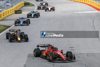 2023-06-18 - 55 SAINZ Carlos (spa), Scuderia Ferrari SF-23, action 11 PEREZ Sergio (mex), Red Bull Racing RB19, action 10 GASLY Pierre (fra), Alpine F1 Team A523, action during the Formula 1 Pirelli Grand Prix du Canada, 8th round of the 2023 Formula One World Championship from June 16 to 18, 2023 on the Circuit Gilles Villeneuve, in Montréal, Canada - F1 - CANADIAN GRAND PRIX 2023 - RACE - FORMULA 1 - MOTORS