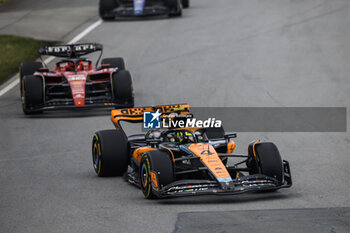 2023-06-18 - 04 NORRIS Lando (gbr), McLaren F1 Team MCL60, action 16 LECLERC Charles (mco), Scuderia Ferrari SF-23, action during the Formula 1 Pirelli Grand Prix du Canada, 8th round of the 2023 Formula One World Championship from June 16 to 18, 2023 on the Circuit Gilles Villeneuve, in Montréal, Canada - F1 - CANADIAN GRAND PRIX 2023 - RACE - FORMULA 1 - MOTORS