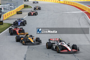 2023-06-18 - 27 HULKENBERG Nico (ger), Haas F1 Team VF-23 Ferrari, action 04 NORRIS Lando (gbr), McLaren F1 Team MCL60, action 16 LECLERC Charles (mco), Scuderia Ferrari SF-23, action 23 ALBON Alexander (tha), Williams Racing FW45, action during the Formula 1 Pirelli Grand Prix du Canada, 8th round of the 2023 Formula One World Championship from June 16 to 18, 2023 on the Circuit Gilles Villeneuve, in Montréal, Canada - F1 - CANADIAN GRAND PRIX 2023 - RACE - FORMULA 1 - MOTORS