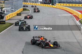 2023-06-18 - 01 VERSTAPPEN Max (nld), Red Bull Racing RB19, action 44 HAMILTON Lewis (gbr), Mercedes AMG F1 Team W14, action 14 ALONSO Fernando (spa), Aston Martin F1 Team AMR23, action 16 LECLERC Charles (mco), Scuderia Ferrari SF-23, action during the Formula 1 Pirelli Grand Prix du Canada, 8th round of the 2023 Formula One World Championship from June 16 to 18, 2023 on the Circuit Gilles Villeneuve, in Montréal, Canada - F1 - CANADIAN GRAND PRIX 2023 - RACE - FORMULA 1 - MOTORS
