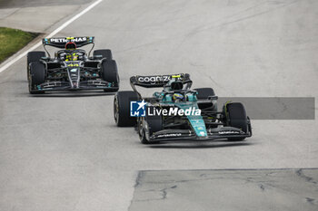 2023-06-18 - 14 ALONSO Fernando (spa), Aston Martin F1 Team AMR23, action 44 HAMILTON Lewis (gbr), Mercedes AMG F1 Team W14, action during the Formula 1 Pirelli Grand Prix du Canada, 8th round of the 2023 Formula One World Championship from June 16 to 18, 2023 on the Circuit Gilles Villeneuve, in Montréal, Canada - F1 - CANADIAN GRAND PRIX 2023 - RACE - FORMULA 1 - MOTORS