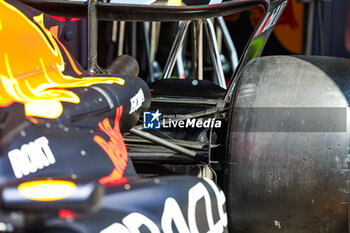2023-06-30 - Red Bull Racing RB19, mechanical detail of rear suspension and wishbone during the 2023 Formula 1 Rolex Grosser Preis von Osterreich, 2023 Austrian Grand Prix, 9th round of the 2023 Formula One World Championship from June 30 to July 2, 2023 on the Red Bull Ring, in Spielberg, Austria - F1 - AUSTRIAN GRAND PRIX 2023 - FORMULA 1 - MOTORS