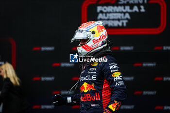 2023-07-01 - VERSTAPPEN Max (ned), Red Bull Racing RB19, celebrating victory of sprint race during the 2023 Formula 1 Rolex Grosser Preis von Osterreich, 2023 Austrian Grand Prix, 9th round of the 2023 Formula One World Championship from June 30 to July 2, 2023 on the Red Bull Ring, in Spielberg, Austria - F1 - AUSTRIAN GRAND PRIX 2023 - FORMULA 1 - MOTORS
