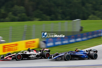 2023-07-02 - 20 MAGNUSSEN Kevin (den), Haas F1 Team VF-23 Ferrari, 23 ALBON Alexander (tha), Williams Racing FW45, action during the 2023 Formula 1 Rolex Grosser Preis von Osterreich, 2023 Austrian Grand Prix, 9th round of the 2023 Formula One World Championship from June 30 to July 2, 2023 on the Red Bull Ring, in Spielberg, Austria - F1 - AUSTRIAN GRAND PRIX 2023 - RACE - FORMULA 1 - MOTORS