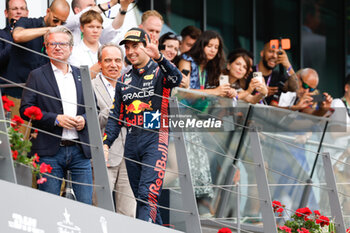 2023-07-02 - PEREZ Sergio (mex), Red Bull Racing RB19, portrait podium during the 2023 Formula 1 Rolex Grosser Preis von Osterreich, 2023 Austrian Grand Prix, 9th round of the 2023 Formula One World Championship from June 30 to July 2, 2023 on the Red Bull Ring, in Spielberg, Austria - F1 - AUSTRIAN GRAND PRIX 2023 - RACE - FORMULA 1 - MOTORS