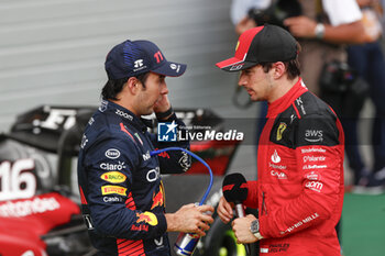 2023-07-02 - PEREZ Sergio (mex), Red Bull Racing RB19, LECLERC Charles (mco), Scuderia Ferrari SF-23, portrait during the 2023 Formula 1 Rolex Grosser Preis von Osterreich, 2023 Austrian Grand Prix, 9th round of the 2023 Formula One World Championship from June 30 to July 2, 2023 on the Red Bull Ring, in Spielberg, Austria - F1 - AUSTRIAN GRAND PRIX 2023 - RACE - FORMULA 1 - MOTORS