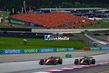 2023-07-02 - 55 SAINZ Carlos (spa), Scuderia Ferrari SF-23, 01 VERSTAPPEN Max (nld), Red Bull Racing RB19, action during the 2023 Formula 1 Rolex Grosser Preis von Osterreich, 2023 Austrian Grand Prix, 9th round of the 2023 Formula One World Championship from June 30 to July 2, 2023 on the Red Bull Ring, in Spielberg, Austria - F1 - AUSTRIAN GRAND PRIX 2023 - RACE - FORMULA 1 - MOTORS