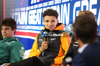 2023-07-06 - press conference NORRIS Lando (gbr), McLaren F1 Team MCL36, portrait during the 2023 Formula 1 Aramco British Grand Prix, 10th round of the 2023 Formula One World Championship from July 7 to 9, 2023 on the Silverstone Circuit, in Silverstone, United Kingdom - F1 - BRITISH GRAND PRIX 2023 - FORMULA 1 - MOTORS