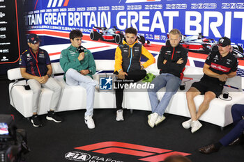 2023-07-06 - press conference PEREZ Sergio (mex), Red Bull Racing RB18, STROLL Lance (can), Aston Martin F1 Team AMR22, NORRIS Lando (gbr), McLaren F1 Team MCL36, MAGNUSSEN Kevin (den), Haas F1 Team VF-22 Ferrari, BOTTAS Valtteri (fin), Alfa Romeo F1 Team ORLEN C42, portrait during the 2023 Formula 1 Aramco British Grand Prix, 10th round of the 2023 Formula One World Championship from July 7 to 9, 2023 on the Silverstone Circuit, in Silverstone, United Kingdom - F1 - BRITISH GRAND PRIX 2023 - FORMULA 1 - MOTORS