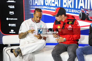 2023-07-06 - press conference HAMILTON Lewis (gbr), Mercedes AMG F1 Team W13, LECLERC Charles (mco), Scuderia Ferrari F1-75, portrait during the 2023 Formula 1 Aramco British Grand Prix, 10th round of the 2023 Formula One World Championship from July 7 to 9, 2023 on the Silverstone Circuit, in Silverstone, United Kingdom - F1 - BRITISH GRAND PRIX 2023 - FORMULA 1 - MOTORS