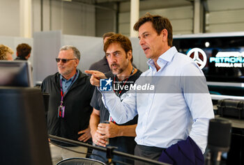 2023-07-06 - WOLFF Toto (aut), Team Principal & CEO of Mercedes AMG F1 Team, portrait BARDEM Javier, Spanish actor, portrait during the 2023 Formula 1 Aramco British Grand Prix, 10th round of the 2023 Formula One World Championship from July 7 to 9, 2023 on the Silverstone Circuit, in Silverstone, United Kingdom - F1 - BRITISH GRAND PRIX 2023 - FORMULA 1 - MOTORS