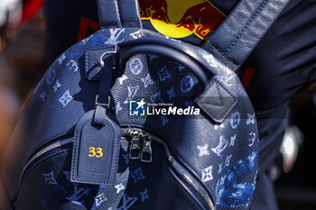 2023-07-07 - VERSTAPPEN Max (ned), Red Bull Racing RB19, Louis Vuitton bag during the 2023 Formula 1 Aramco British Grand Prix, 10th round of the 2023 Formula One World Championship from July 7 to 9, 2023 on the Silverstone Circuit, in Silverstone, United Kingdom - F1 - BRITISH GRAND PRIX 2023 - FORMULA 1 - MOTORS
