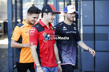 2023-07-07 - LECLERC Charles (mco), Scuderia Ferrari SF-23, portrait GASLY Pierre (fra), Alpine F1 Team A523, portrait NORRIS Lando (gbr), McLaren F1 Team MCL60, portrait during the 2023 Formula 1 Aramco British Grand Prix, 10th round of the 2023 Formula One World Championship from July 7 to 9, 2023 on the Silverstone Circuit, in Silverstone, United Kingdom - F1 - BRITISH GRAND PRIX 2023 - FORMULA 1 - MOTORS