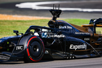 2023-07-07 - The modified F2 car prepared by Mercedes Applied Science and Carlin driven by the actor Brad Pitt playing HAYES Sonny, for the fictional Apex APXGP team in the F1 movie by Apple Studios / Bruckheimer Films, action with onboard film cameras during the 2023 Formula 1 Aramco British Grand Prix, 10th round of the 2023 Formula One World Championship from July 7 to 9, 2023 on the Silverstone Circuit, in Silverstone, United Kingdom - F1 - BRITISH GRAND PRIX 2023 - FORMULA 1 - MOTORS