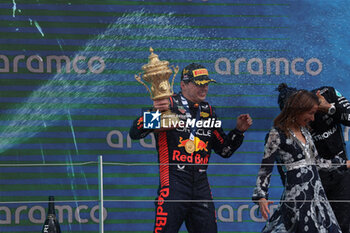 2023-07-09 - Podium celebration Max Verstappen (NED) Redbull Racing RB19 -  FORMULA 1 ARAMCO BRITISH GRAND PRIX 2023 - RACE - FORMULA 1 - MOTORS