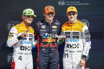 2023-07-08 - VERSTAPPEN Max (ned), Red Bull Racing RB19, portrait NORRIS Lando (gbr), McLaren F1 Team MCL60, portrait PIASTRI Oscar (aus), McLaren F1 Team MCL60, portrait during the 2023 Formula 1 Aramco British Grand Prix, 10th round of the 2023 Formula One World Championship from July 7 to 9, 2023 on the Silverstone Circuit, in Silverstone, United Kingdom - F1 - BRITISH GRAND PRIX 2023 - FORMULA 1 - MOTORS