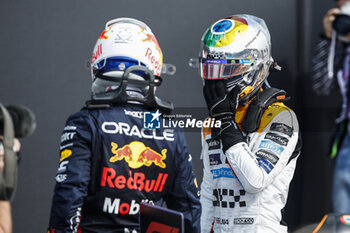 2023-07-08 - NORRIS Lando (gbr), McLaren F1 Team MCL60, portrait VERSTAPPEN Max (ned), Red Bull Racing RB19, portrait during the 2023 Formula 1 Aramco British Grand Prix, 10th round of the 2023 Formula One World Championship from July 7 to 9, 2023 on the Silverstone Circuit, in Silverstone, United Kingdom - F1 - BRITISH GRAND PRIX 2023 - FORMULA 1 - MOTORS