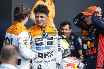 2023-07-08 - PIASTRI Oscar (aus), McLaren F1 Team MCL60, portrait NORRIS Lando (gbr), McLaren F1 Team MCL60, portrait VERSTAPPEN Max (ned), Red Bull Racing RB19, portrait during the 2023 Formula 1 Aramco British Grand Prix, 10th round of the 2023 Formula One World Championship from July 7 to 9, 2023 on the Silverstone Circuit, in Silverstone, United Kingdom - F1 - BRITISH GRAND PRIX 2023 - FORMULA 1 - MOTORS