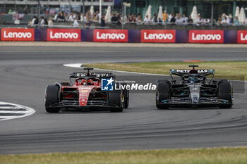 2023-07-09 - 16 LECLERC Charles (mco), Scuderia Ferrari SF-23, action 63 RUSSELL George (gbr), Mercedes AMG F1 Team W14, action during the 2023 Formula 1 Aramco British Grand Prix, 10th round of the 2023 Formula One World Championship from July 7 to 9, 2023 on the Silverstone Circuit, in Silverstone, United Kingdom - F1 - BRITISH GRAND PRIX 2023 - RACE - FORMULA 1 - MOTORS