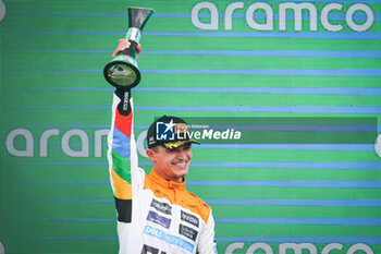 2023-07-09 - podium NORRIS Lando (gbr), McLaren F1 Team MCL60, portrait during the 2023 Formula 1 Aramco British Grand Prix, 10th round of the 2023 Formula One World Championship from July 7 to 9, 2023 on the Silverstone Circuit, in Silverstone, United Kingdom - F1 - BRITISH GRAND PRIX 2023 - RACE - FORMULA 1 - MOTORS