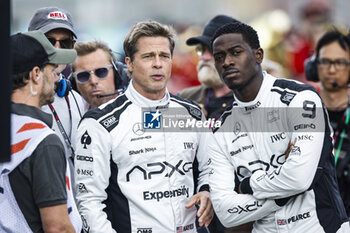 2023-07-09 - IDRIS Damson Alade-Bo (GBR), actor playing Joshua Pearce, driver of the fictional Apex APXGP team in the F1 movie by Apple Studios / Bruckheimer Films, portrait PITT Brad (USA), actor playing Sonny Hayes, driver of the fictional Apex APXGP team in the F1 movie by Apple Studios / Bruckheimer Films, portrait during the 2023 Formula 1 Aramco British Grand Prix, 10th round of the 2023 Formula One World Championship from July 7 to 9, 2023 on the Silverstone Circuit, in Silverstone, United Kingdom - F1 - BRITISH GRAND PRIX 2023 - RACE - FORMULA 1 - MOTORS