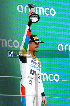 2023-07-09 - NORRIS Lando (gbr), McLaren F1 Team MCL60, portrait podium during the 2023 Formula 1 Aramco British Grand Prix, 10th round of the 2023 Formula One World Championship from July 7 to 9, 2023 on the Silverstone Circuit, in Silverstone, United Kingdom - F1 - BRITISH GRAND PRIX 2023 - RACE - FORMULA 1 - MOTORS