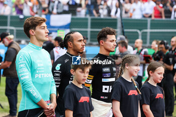 2023-07-09 - RUSSELL George (gbr), Mercedes AMG F1 Team W14, HAMILTON Lewis (gbr), Mercedes AMG F1 Team W14, NORRIS Lando (gbr), McLaren F1 Team MCL60, portrait during the 2023 Formula 1 Aramco British Grand Prix, 10th round of the 2023 Formula One World Championship from July 7 to 9, 2023 on the Silverstone Circuit, in Silverstone, United Kingdom - F1 - BRITISH GRAND PRIX 2023 - RACE - FORMULA 1 - MOTORS