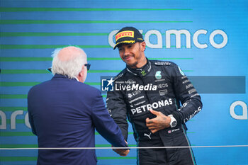 2023-07-09 - podium HAMILTON Lewis (gbr), Mercedes AMG F1 Team W14, David Richards, portrait during the 2023 Formula 1 Aramco British Grand Prix, 10th round of the 2023 Formula One World Championship from July 7 to 9, 2023 on the Silverstone Circuit, in Silverstone, United Kingdom - F1 - BRITISH GRAND PRIX 2023 - RACE - FORMULA 1 - MOTORS
