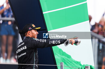 2023-07-09 - podium HAMILTON Lewis (gbr), Mercedes AMG F1 Team W14, portrait during the 2023 Formula 1 Aramco British Grand Prix, 10th round of the 2023 Formula One World Championship from July 7 to 9, 2023 on the Silverstone Circuit, in Silverstone, United Kingdom - F1 - BRITISH GRAND PRIX 2023 - RACE - FORMULA 1 - MOTORS