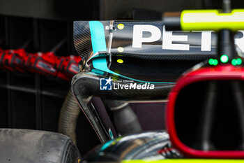 2023-07-21 - Mercedes AMG F1 Team W14, mechanical detail of the rear wing during the 2023 Formula 1 Qatar Airways Hungarian Grand Prix, 11th round of the 2023 Formula One World Championship from July 21 to 23, 2023 on the Hungaroring, in Mogyorod, Hungary - F1 - HUNGARIAN GRAND PRIX 2023 - FORMULA 1 - MOTORS