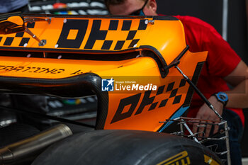 2023-07-21 - McLaren F1 Team MCL60, mechanical detail of the rear wing during the 2023 Formula 1 Qatar Airways Hungarian Grand Prix, 11th round of the 2023 Formula One World Championship from July 21 to 23, 2023 on the Hungaroring, in Mogyorod, Hungary - F1 - HUNGARIAN GRAND PRIX 2023 - FORMULA 1 - MOTORS