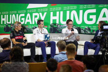 2023-07-21 - PUJOLAR Xevi (spa), Head of Trackside Engineering F1 of Alfa Romeo F1 Team Stake, ROBSON Dave (gb), Williams Racing, SHOVLIN Andrew (gbr), Mercedes AMG F1 Team, portrait, during the 2023 Formula 1 Qatar Airways Hungarian Grand Prix, 11th round of the 2023 Formula One World Championship from July 21 to 23, 2023 on the Hungaroring, in Mogyorod, Hungary - F1 - HUNGARIAN GRAND PRIX 2023 - FORMULA 1 - MOTORS