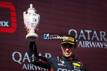 2023-07-23 - PEREZ Sergio (mex), Red Bull Racing RB19, portrait podium during the 2023 Formula 1 Qatar Airways Hungarian Grand Prix, 11th round of the 2023 Formula One World Championship from July 21 to 23, 2023 on the Hungaroring, in Mogyorod, Hungary - F1 - HUNGARIAN GRAND PRIX 2023 - RACE - FORMULA 1 - MOTORS