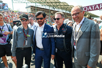 2023-07-23 - BRUCKHEIMER Jerry (USA), Television and film producer for the Apex F1 movie by Apple Studios / Bruckheimer Films, BEN SULAYEM Mohammed (uae), President of the FIA, HORNER Christian (gbr), Team Principal of Red Bull Racing, DOMENICALI Stefano (ita), Chairman and CEO Formula One Group FOG, portrait, during the 2023 Formula 1 Qatar Airways Hungarian Grand Prix, 11th round of the 2023 Formula One World Championship from July 21 to 23, 2023 on the Hungaroring, in Mogyorod, Hungary - F1 - HUNGARIAN GRAND PRIX 2023 - RACE - FORMULA 1 - MOTORS