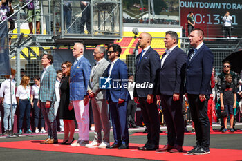 2023-07-23 - National anthem on the starting grid: BEN SULAYEM Mohammed (uae), President of the FIA, DOMENICALI Stefano (ita), Chairman and CEO Formula One Group FOG, during the 2023 Formula 1 Qatar Airways Hungarian Grand Prix, 11th round of the 2023 Formula One World Championship from July 21 to 23, 2023 on the Hungaroring, in Mogyorod, Hungary - F1 - HUNGARIAN GRAND PRIX 2023 - RACE - FORMULA 1 - MOTORS