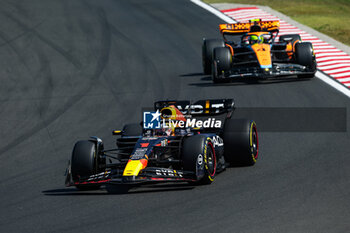 2023-07-23 - 01 VERSTAPPEN Max (nld), Red Bull Racing RB19, 04 NORRIS Lando (gbr), McLaren F1 Team MCL60, action during the 2023 Formula 1 Qatar Airways Hungarian Grand Prix, 11th round of the 2023 Formula One World Championship from July 21 to 23, 2023 on the Hungaroring, in Mogyorod, Hungary - F1 - HUNGARIAN GRAND PRIX 2023 - RACE - FORMULA 1 - MOTORS