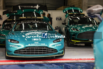 2023-07-27 - Aston Martin safety car on his box during the Formula 1 Rolex Belgian Grand Prix 2022, 14th round of the 2022 FIA Formula One World Championship from August 26 to 28, 2022 on the Circuit de Spa-Francorchamps, in Francorchamps, Belgium - F1 - BELGIAN GRAND PRIX 2022 - FORMULA 1 - MOTORS