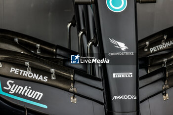 2023-07-27 - Mercedes AMG F1 Team W13, mechanical detail, front wing, aileron, during the Formula 1 Rolex Belgian Grand Prix 2022, 14th round of the 2022 FIA Formula One World Championship from August 26 to 28, 2022 on the Circuit de Spa-Francorchamps, in Francorchamps, Belgium - F1 - BELGIAN GRAND PRIX 2022 - FORMULA 1 - MOTORS