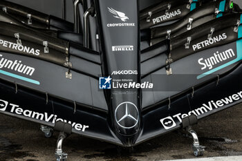 2023-07-27 - Mercedes AMG F1 Team W13, mechanical detail, front wing, aileron, during the Formula 1 Rolex Belgian Grand Prix 2022, 14th round of the 2022 FIA Formula One World Championship from August 26 to 28, 2022 on the Circuit de Spa-Francorchamps, in Francorchamps, Belgium - F1 - BELGIAN GRAND PRIX 2022 - FORMULA 1 - MOTORS