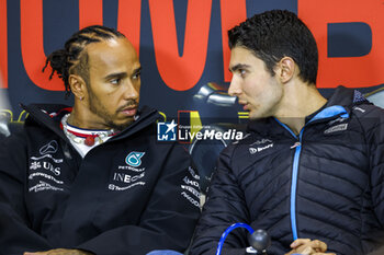 2023-07-27 - OCON Esteban (fra), Alpine F1 Team A522, and HAMILTON Lewis (gbr), Mercedes AMG F1 Team W13, portrait, press conference during the Formula 1 Rolex Belgian Grand Prix 2022, 14th round of the 2022 FIA Formula One World Championship from August 26 to 28, 2022 on the Circuit de Spa-Francorchamps, in Francorchamps, Belgium - F1 - BELGIAN GRAND PRIX 2022 - FORMULA 1 - MOTORS