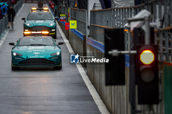 2023-07-27 - FIA Aston Martin Vantage Safety Car and FIA Aston Martin DBX707 Medical Car on the pitlane, during the 2023 Formula 1 MSC Cruises Belgian Grand Prix, 12th round of the 2023 Formula One World Championship from July 28 to 30, 2023 on the Circuit de Spa-Francorchamps, in Stavelot, Belgium - F1 - BELGIAN GRAND PRIX 2023 - FORMULA 1 - MOTORS