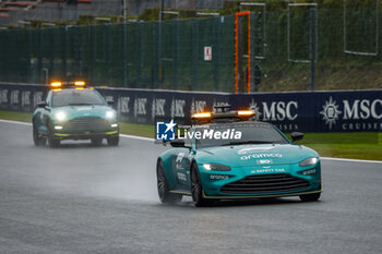 2023-07-27 - FIA Aston Martin Vantage Safety Car and FIA Aston Martin DBX707 Medical Car during the 2023 Formula 1 MSC Cruises Belgian Grand Prix, 12th round of the 2023 Formula One World Championship from July 28 to 30, 2023 on the Circuit de Spa-Francorchamps, in Stavelot, Belgium - F1 - BELGIAN GRAND PRIX 2023 - FORMULA 1 - MOTORS