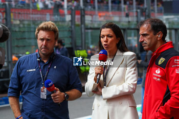 2023-07-30 - Davide Valsecchi (ITA), Federica Masolin (ITA) - SKY TV Italia presenters and Marc Gene (SPA) - 2023 FORMULA 1 MSC CRUISES BELGIAN GRAND PRIX, FORMULA ONE WORLD CHAMPIONSHIP - RACE - FORMULA 1 - MOTORS