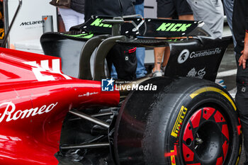 2023-07-28 - Alfa Romeo F1 Team Stake C43, mechanical detail of the rear wing during the 2023 Formula 1 MSC Cruises Belgian Grand Prix, 12th round of the 2023 Formula One World Championship from July 28 to 30, 2023 on the Circuit de Spa-Francorchamps, in Stavelot, Belgium - F1 - BELGIAN GRAND PRIX 2023 - FORMULA 1 - MOTORS