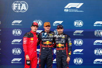 2023-07-28 - LECLERC Charles (mco), Scuderia Ferrari SF-23, VERSTAPPEN Max (ned), Red Bull Racing RB19, PEREZ Sergio (mex), Red Bull Racing RB19, portrait during the 2023 Formula 1 MSC Cruises Belgian Grand Prix, 12th round of the 2023 Formula One World Championship from July 28 to 30, 2023 on the Circuit de Spa-Francorchamps, in Stavelot, Belgium - F1 - BELGIAN GRAND PRIX 2023 - FORMULA 1 - MOTORS