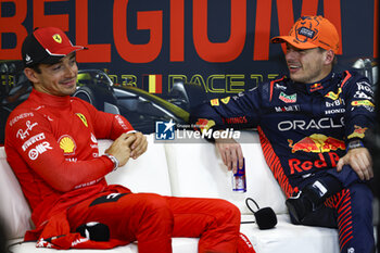 2023-07-28 - LECLERC Charles (mco), Scuderia Ferrari SF-23, VERSTAPPEN Max (ned), Red Bull Racing RB19, portrait, press conference during the 2023 Formula 1 MSC Cruises Belgian Grand Prix, 12th round of the 2023 Formula One World Championship from July 28 to 30, 2023 on the Circuit de Spa-Francorchamps, in Stavelot, Belgium - F1 - BELGIAN GRAND PRIX 2023 - FORMULA 1 - MOTORS