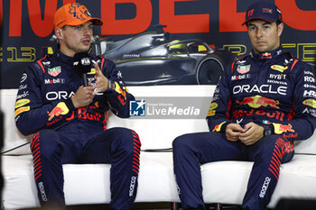 2023-07-28 - VERSTAPPEN Max (ned), Red Bull Racing RB19, PEREZ Sergio (mex), Red Bull Racing RB19, portrait, press conference during the 2023 Formula 1 MSC Cruises Belgian Grand Prix, 12th round of the 2023 Formula One World Championship from July 28 to 30, 2023 on the Circuit de Spa-Francorchamps, in Stavelot, Belgium - F1 - BELGIAN GRAND PRIX 2023 - FORMULA 1 - MOTORS